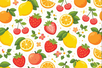 TropicalLemonFloralSeamlessPattern