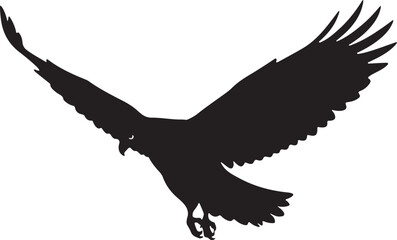 Obraz premium Black Silhouette of Eagle or Osprey in Flight with Wings Spread
