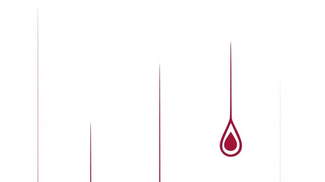 Blood drop. Blood loss animation, alpha channel. Cartoon