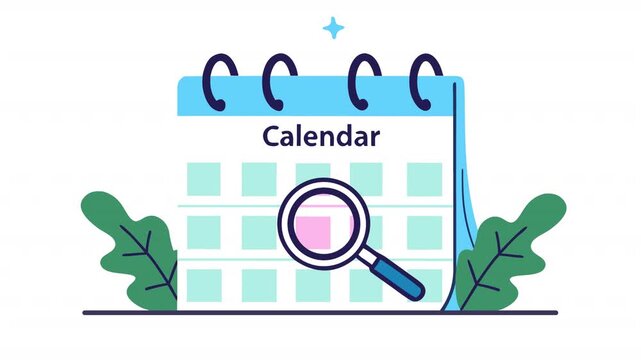 Calendar Analysis. Calendar Date Search Animation, Alpha Channel. Cartoon