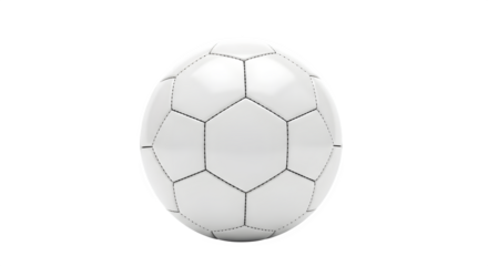 Detailed white rugby ball with black stitching viewed from above isolated on transparent background