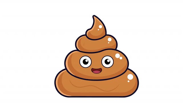 Funny Poo. Poop character animation, alpha channel. Cartoon