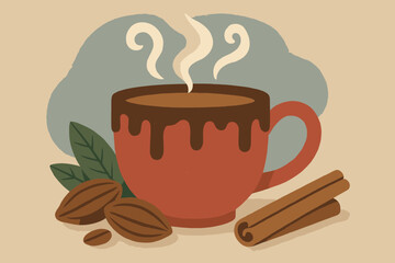 Obraz premium Chocolate cozy cyrillic grain bubbles numbers delight letters taupe no vector green