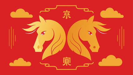 Golden horses in traditional design © ROKEY