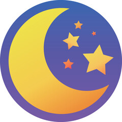 月と星の丸いアイコン