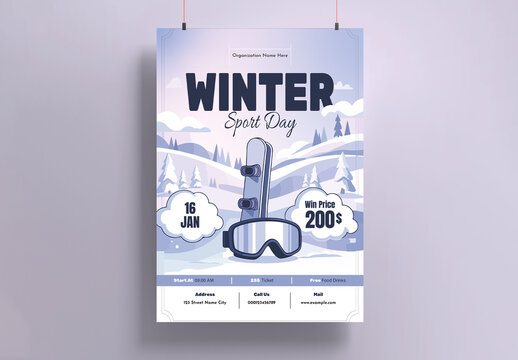Winter Season Sport Poster Template Design