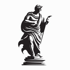 Fototapeta premium A majestic Statue of a Roman God Depicting Strength and Power Silhouette Vector