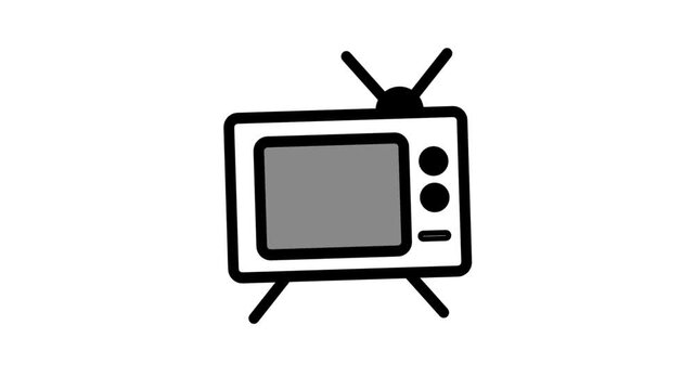 Animated retro television icon with antenna. Perfect for broadcast, old media, entertainment, vintage electronic display, and communication motion graphics.
