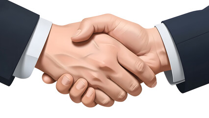 Obraz premium Close-up semi-realistic vector illustration of two hands shaking, symbolizing professional business agreement, trust, and partnership. Clean corporate style, isolated on white background.