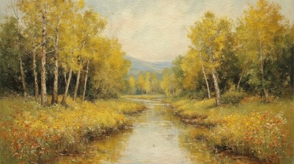 Obraz premium Vibrant Textured Landscape Painting for Home and Office Decor