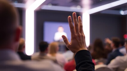 Generative AI Depiction of a Business Presentation with Audience Engagement