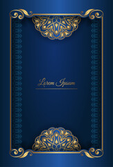 Blue background with gold mandala ornament