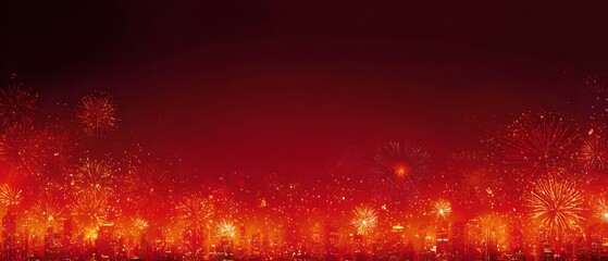 Red gold fireworks abstract skyline festive background
