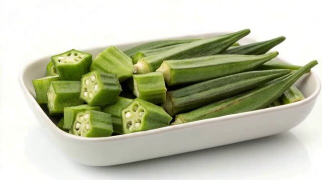 indian okra isolated on white background video