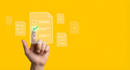 hand interacting with digital documents