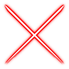 A striking red x shape against a dark completely black background