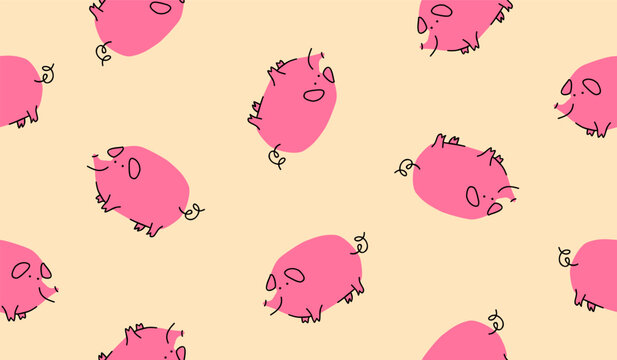 Cute pig pattern background vector design