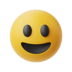 Fototapeta premium Smiling Yellow Emoji Face on White Background