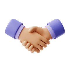 Handshake Between Two People Wearing Purple Shirts on White Background