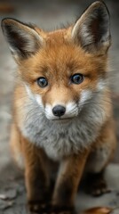 Obraz premium sad baby fox innocent sad look, shallow depth of field