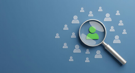 magnifying glass on a person in a crowd