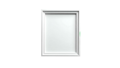 A white rectangular picture frame on a black background; subtly lit with a 3D effect