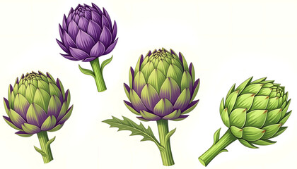 for kids clothes, decoration and wallpaper, artichoke isolated on white background