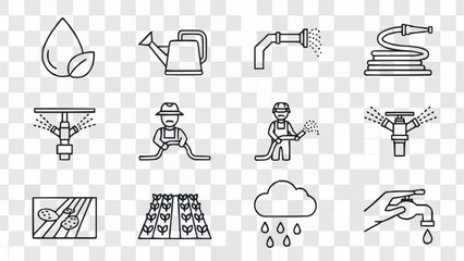 Gardening and Irrigation Icons Set.