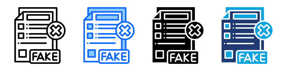 Fake Documents Icon Set Multi Style Vector Illustration