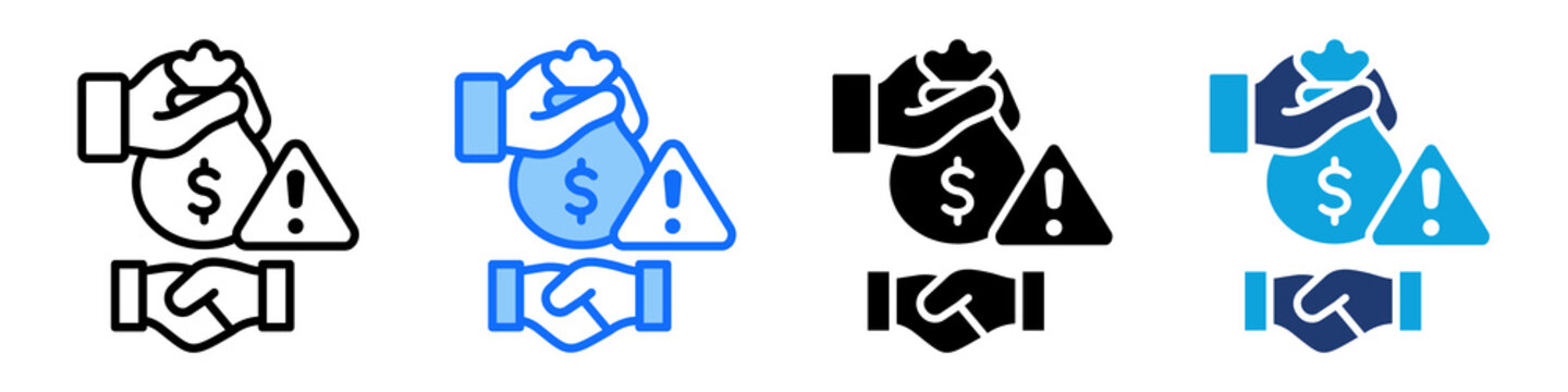 Bribe Handshake Icon Set Multi Style Vector Illustration