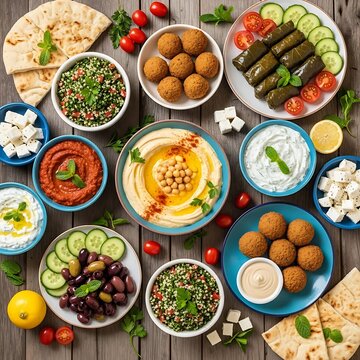 Middle Eastern food and mezze platter.