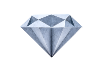 A large gray diamond with many facets on a transparent background