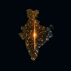 Futuristic Abstract Logo of India's Map Outlined with Light