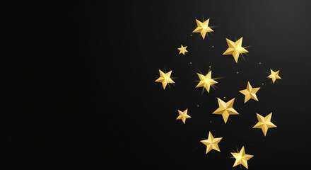 Elegant golden stars scattered on a black background, perfect for awards ceremonies, luxury event headers, and celebration plans