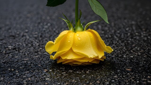 yellow tulip on black background - Powered by Adobe