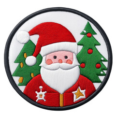 Whimsical holiday cheer radiates from this charming, embroidered Santa Claus design, evoking cozy winter feelings and festive traditions.

