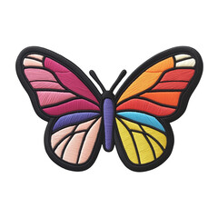 Vibrant, colorful butterfly patch, a symbol of renewal and joy, adds a playful touch to clothing, accessories, or home decor, brimming with optimistic energy.
