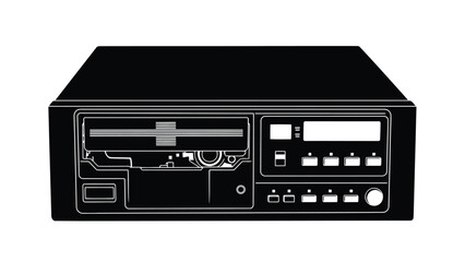 Fototapeta premium Classic Retro Audio Cassette Tape Deck Player Front View Graphic Illustration isolated on white background