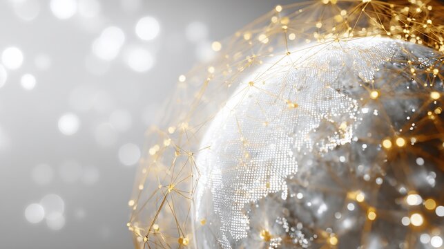 Globe connected with networks, futuristic data flow, blurred bokeh background, for technology use - Powered by Adobe