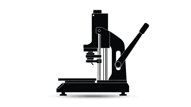 Black silhouette of a button maker machine on a isolated on white background