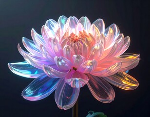 Iridescent flower with translucent, glowing petals