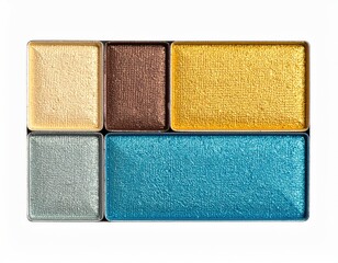 Six metallic eyeshadow pans in a rectangular palette