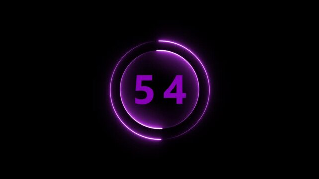 Purple Neon Circle With Number 54 On Black Background fifty four numeral