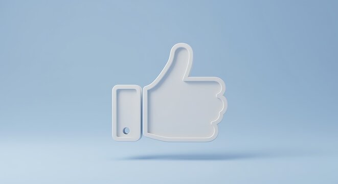 Thumb up sign isolated on blue background social media approval symbol - Powered by Adobe