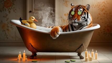 Relaxing Tiger Spa Bath