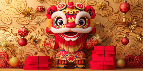Celebrate lunar new year with a whimsical chinese lion dancer nutcracker and festive red envelopes