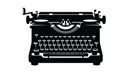 Vintage Typewriter Silhouette Icon Vector Graphic isolated on white background