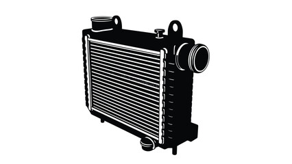 Black silhouette of car radiator isolated on white background