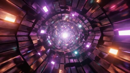 Abstract Futuristic Digital Tunnel with Glowing Lights & Warp Speed Motion - Dynamic Tech Background for Commercial & Lifestyle Videos