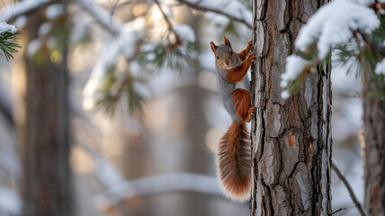 A squirrel darts across her path at dawn